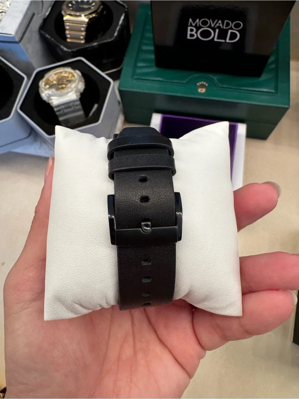 Movado Black Minimalist Men's Watch with Black Dial and Strap